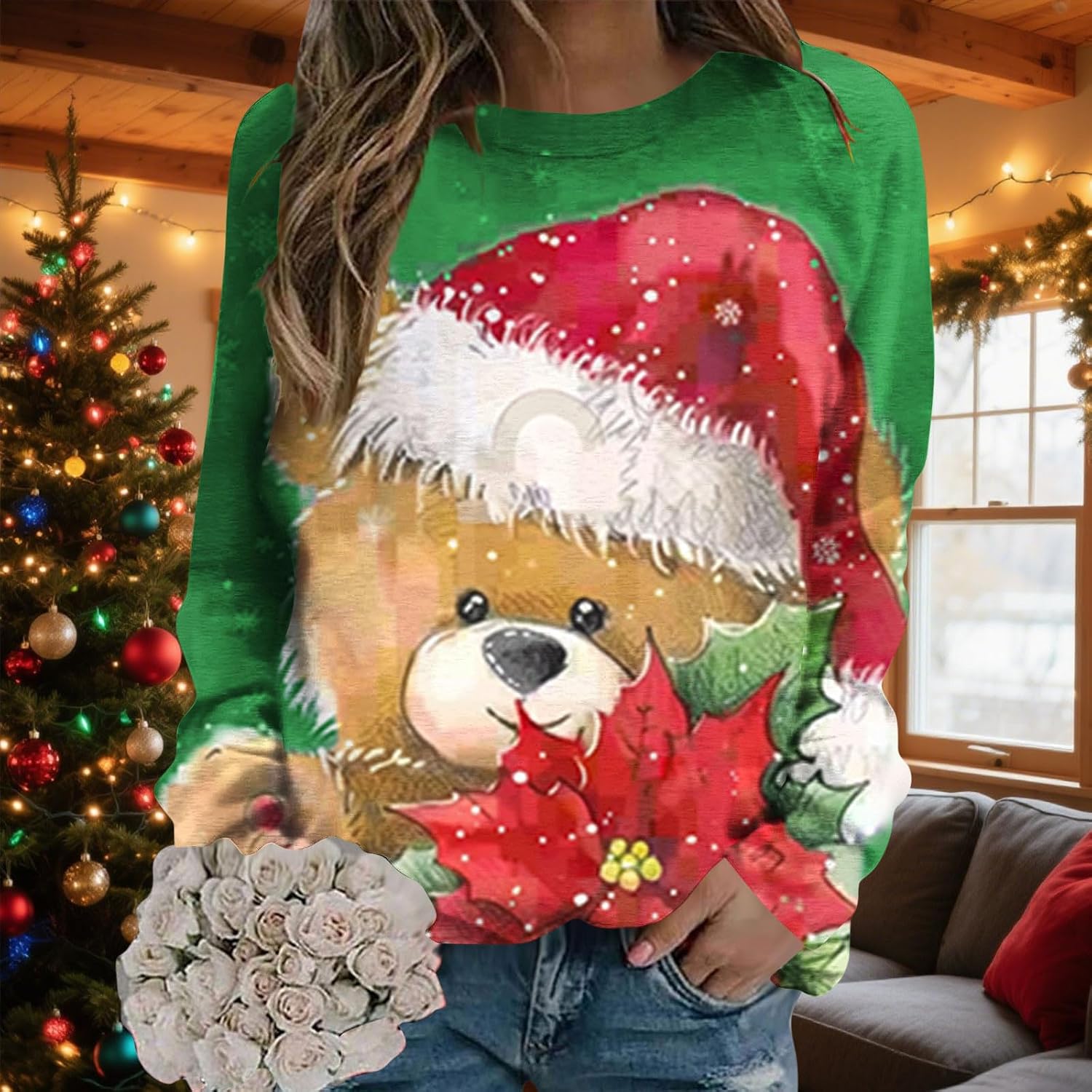 Womens Cute Funny Snowman Print Sweatshirt Fall Winter Fashion Christmas Loose Fit Long Sleeve Pullover Tops