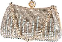 Vista 10 de Dreubea Bolso de noche con diamantes de imitación para mujer con cadena brillante