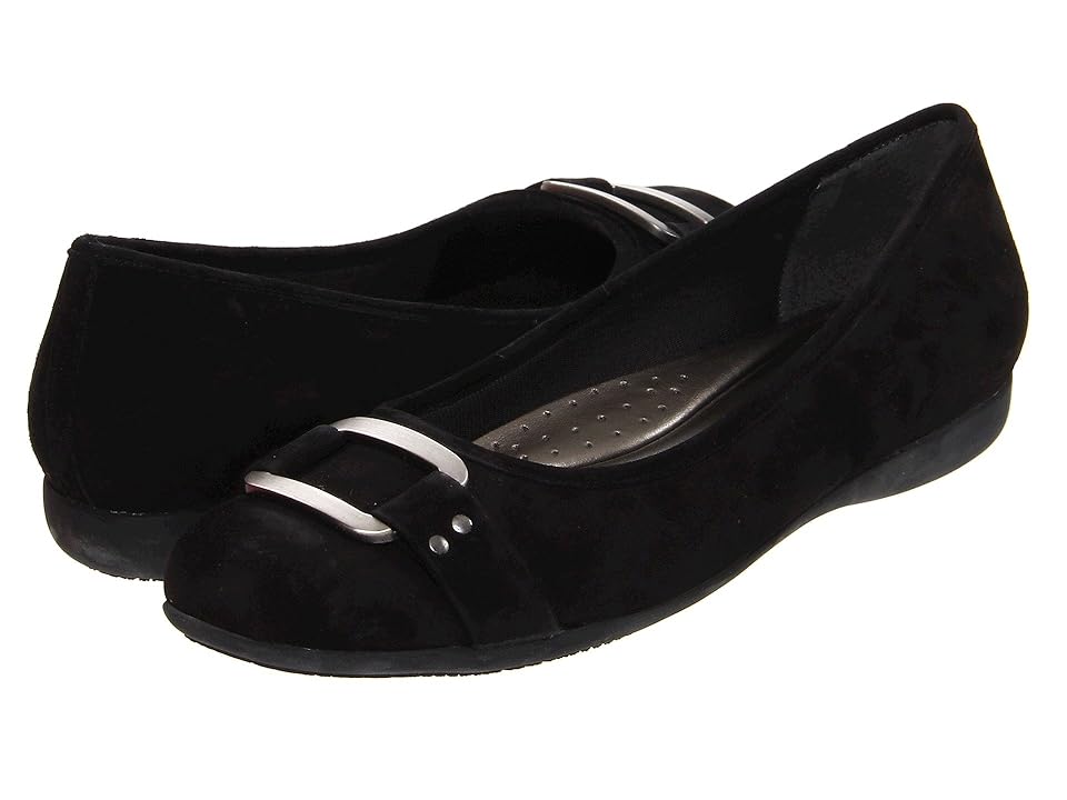 Trotters Sizzle Signature (Black Suede) Women's Flat Shoes INTERNATIONAL SHIPPING