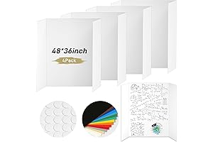4Pcs Large 48x36 Inch Trifold Poster Board with Double Sided Tapes and...