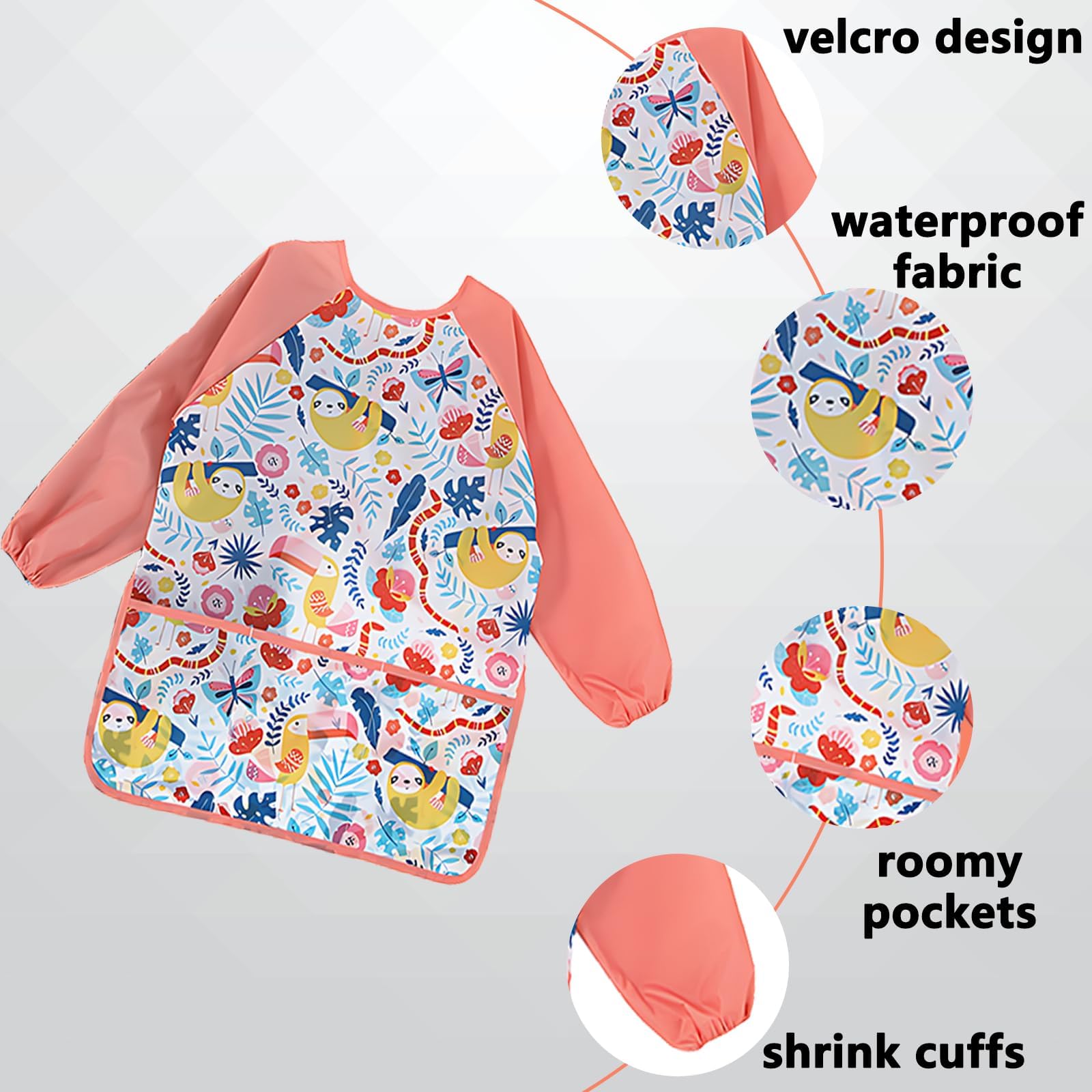 WNXBFO Kids Painting Apron with Gloves, Toddler Art Smock for Ages 3-8, Waterproof Kids Aprons for Painting Arts - Image 3
