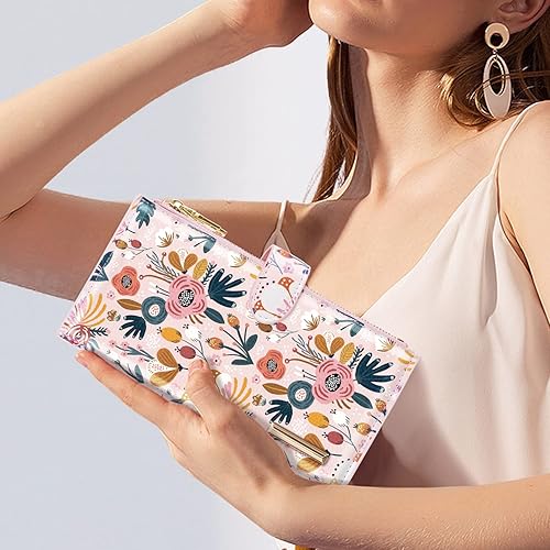 Miniatura 6 de Billetera de gran capacidad con bloqueo RFID para mujer, organizador multitarjetas, billetera plegable para mujer con bolsillo con cremallera