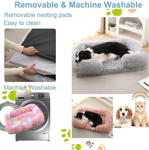 Miniatura 4 de Camas ortopédicas para perros de tamaño grande, sofá cama para perro con forro impermeable y parte inferior antideslizante, cama rectangular lavable