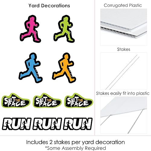 Miniatura 6 de Big Dot of Happiness Set the Pace - Correr - Decoraciones para césped de zapatos y corredores - Decoración de patio para pista al aire libre, campo