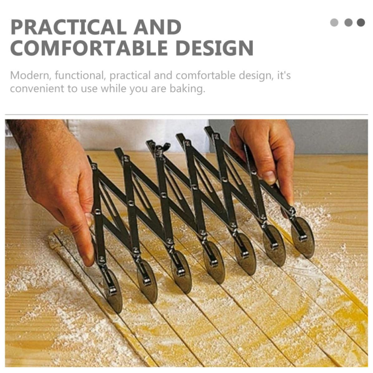 Artibetter Verstellbarer Pizzaschneider und Komfortabel im Gebrauch aus Edelstahl mit 5 Rädern Professioneller Gebäckschneider Modernes Design Einfach zu Lagern