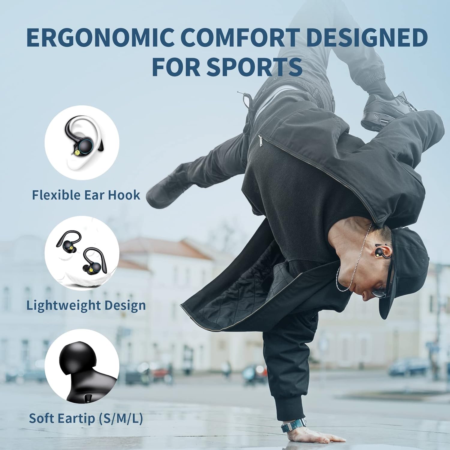 Boytond Ear Buds Wireless Bluetooth V5.3 Clip On Earbuds Open Ear Headphones,36 Hours Playtime with Charging Case,IPX4 Waterproof Earphones 327GOO-14