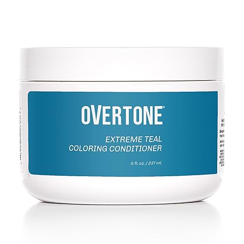 oVertone Haircare - Acondicionador de depósito de color semipermanente de 8 onzas con manteca de karité y aceite de coco, color verde azulado