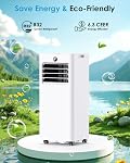 Portatif Air Conditionneur 8000 BTU, Air Unité de conditionnement pour la salle de bureau à domicile, avec kit de fenêtre, au calme, 2 Vitesses, 24H Détecteur automatique, mode refroidissement/déshumidificateur, chambres froides jusqu'à grande taille Space