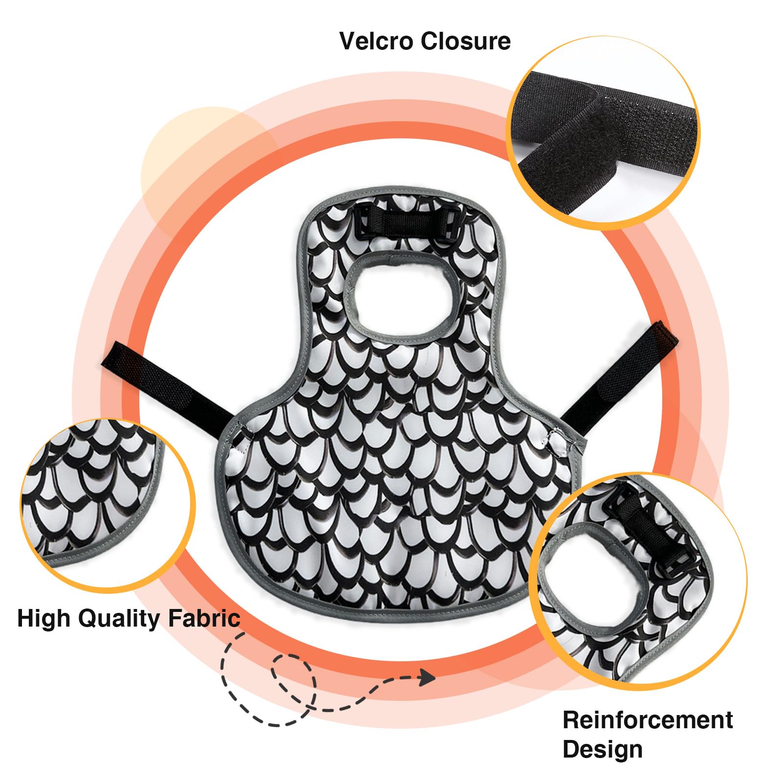 Lot de 2 selles de poulet pour poules, protection du dos de poule, tabliers confortables et légers pour poules (noir et blanc)