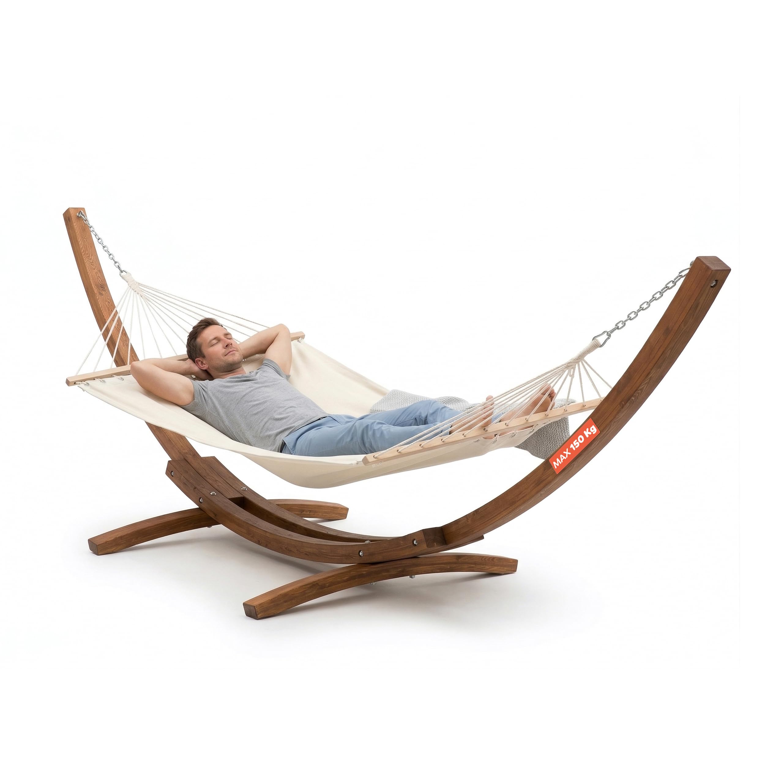Amaca da Giardino con Supporto in Legno da Esterno Dimensioni 320 X 100 X 110 H Fino a 150 kg