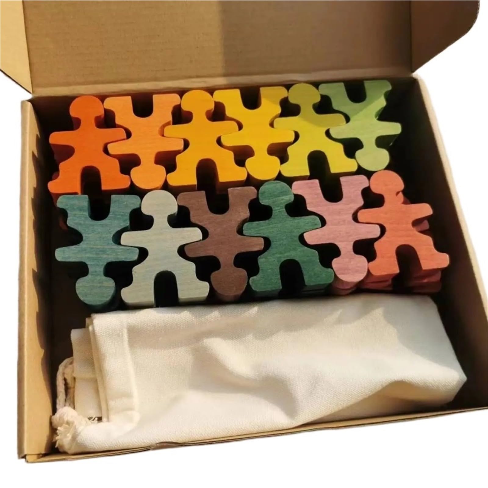 Holzfiguren Puppen Regenbogen-Holzspielzeug, stapelbare Männer, Bauset, Gewichtheben, Klammerpuppen for Kinder, pädagogisches Spiel(Rainbow 48)