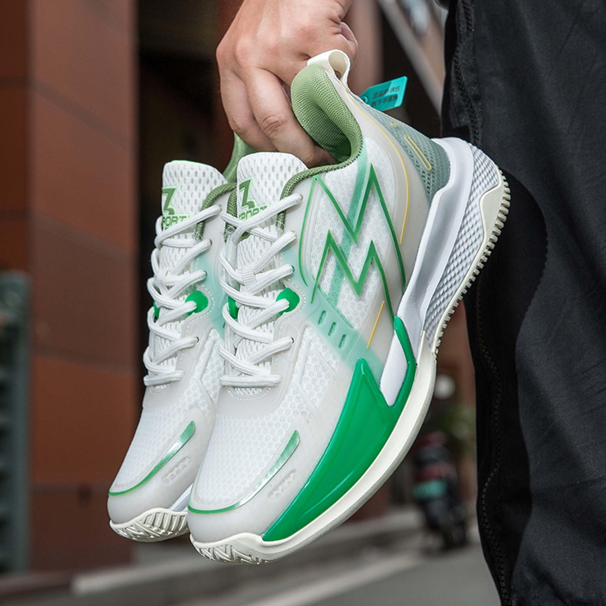 Men's Basketball Shoes, Anti Slip Outdoor Sports Shoes, Fitness Cushioning Training Shoes, Student Sports Casual Shoes White Green