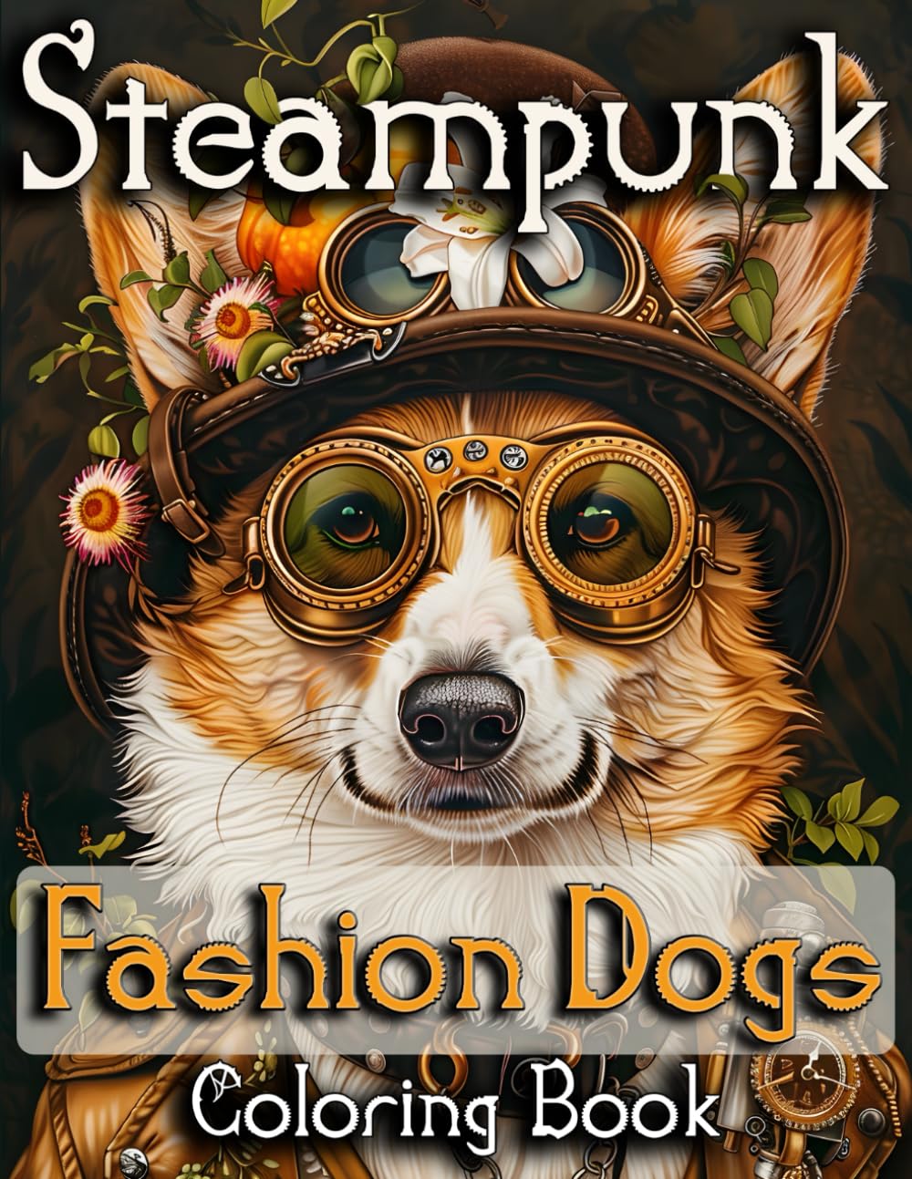 Steampunk Fashion Dogs Coloring Book: Fantastical World of Victorian Fashion, Amazing Dogs, and Flowers. Adult Coloring Book