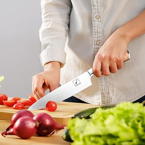 Vista 53 de imarku Cuchillo de chef – Cuchillo de cocina profesional de 8 pulgadas, cuchillo japonés de acero inoxidable de alto carbono, cuchillos de chef