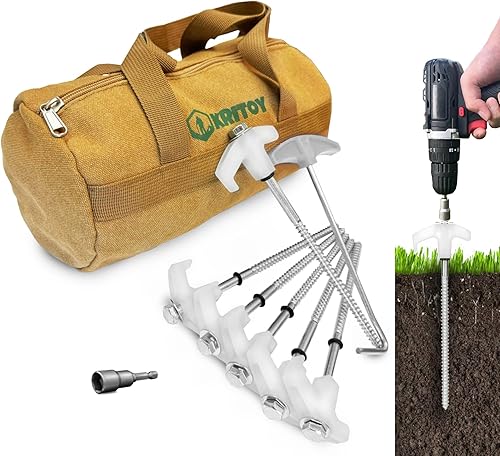 Miniatura 10 de Paquete de 30 estacas de tienda de campaña resistentes  Estacas de tienda de campaña de 8 pulgadas con rosca  Anclajes de tierra atornillados