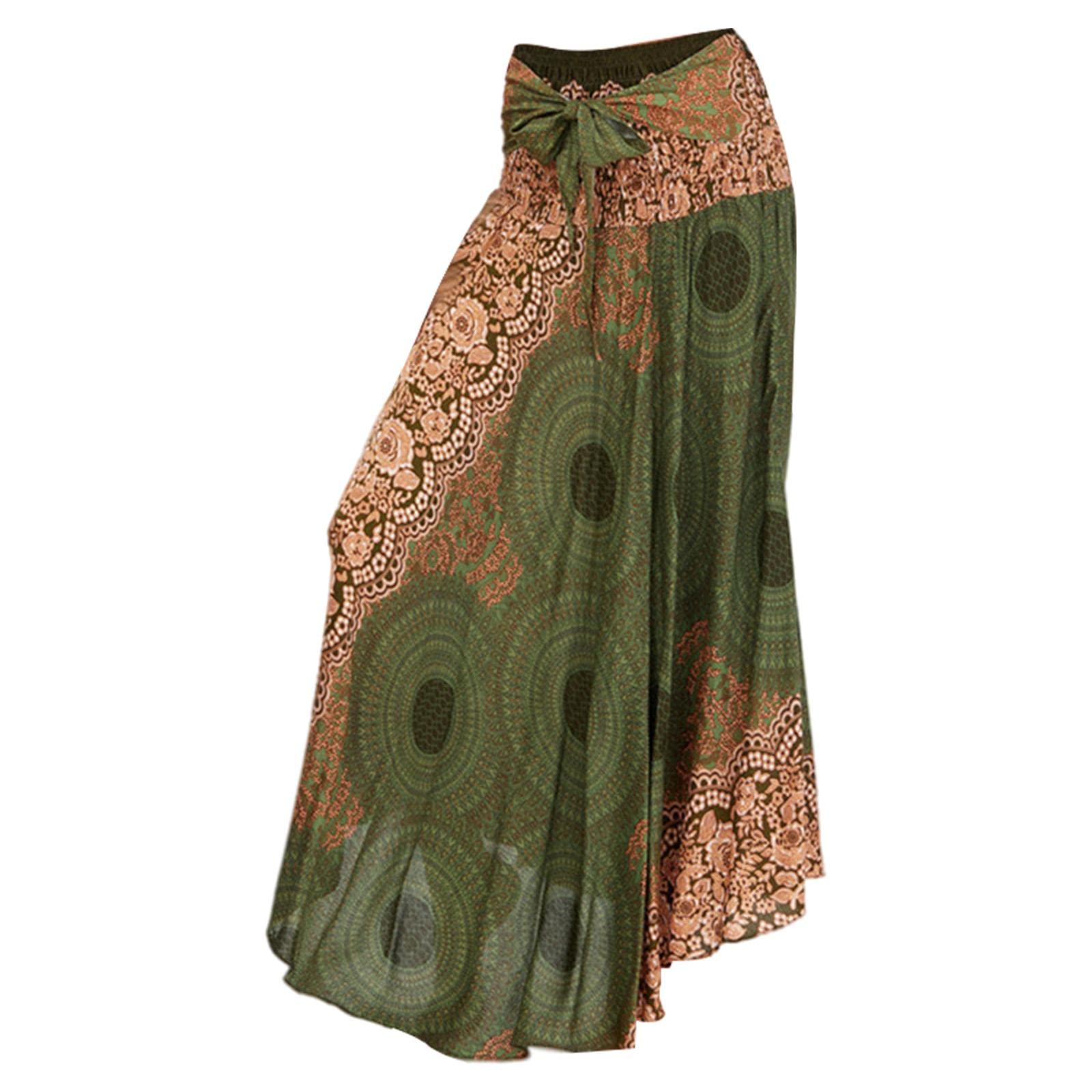 Cotton Boho Maxi Skirt Printed Clothing One Size Costume High Waisted Casual-image-27