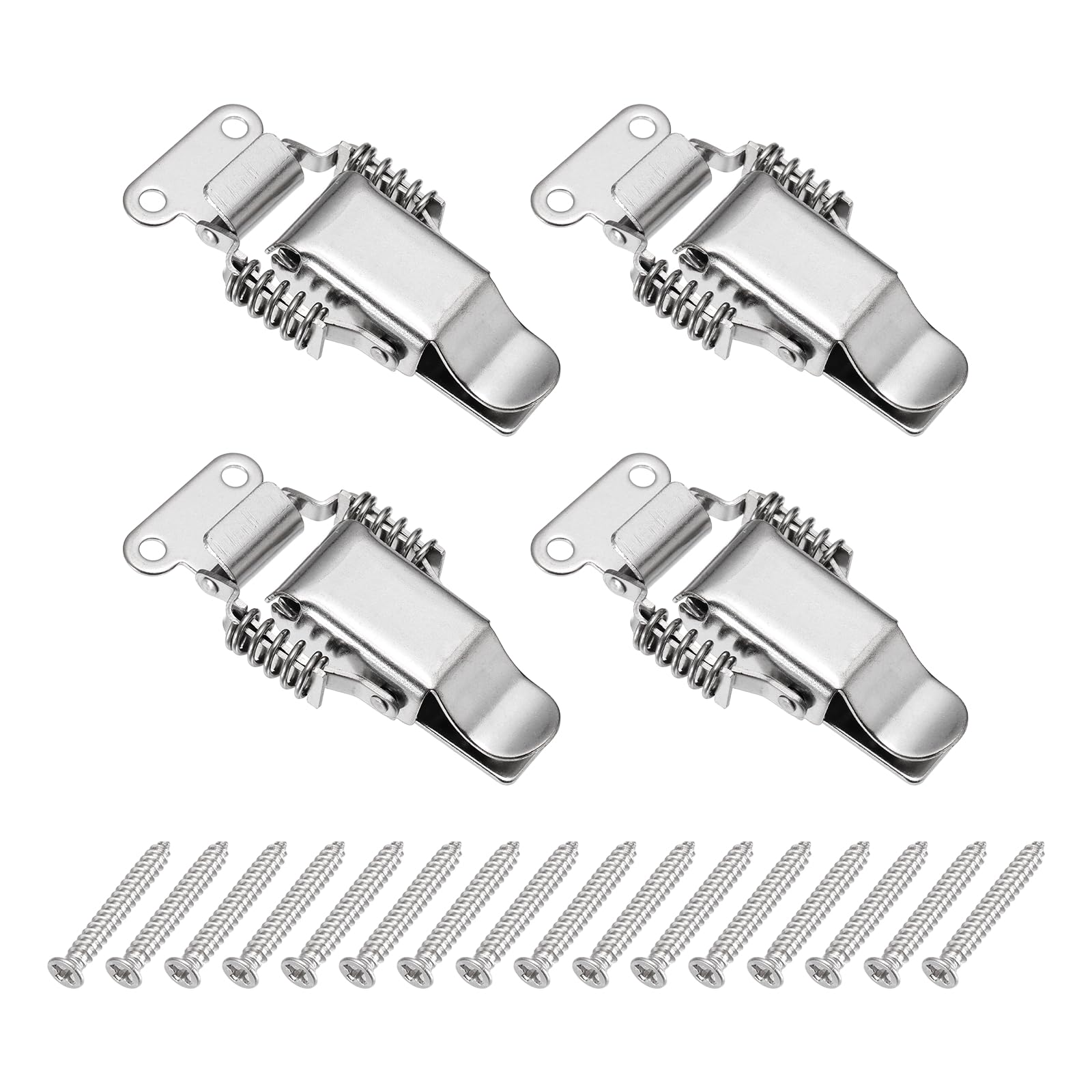 Loquet à bascule à ressort PATIKIL en acier inoxydable argenté pour caisse et armoire Lot de 4