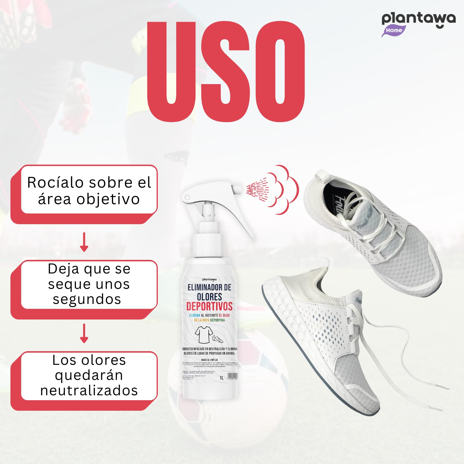 Eliminador de Olores Deportivos 1L Neutralizador de Ropa y Calzado Spray