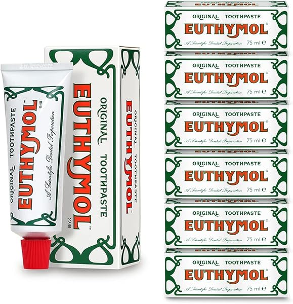 Euthymol Original Zahnpasta 75ml x 6, No Fluorid, Anti-Plaque, Antibacterial, Cavity Protection, Teeth & Gums Clean and Healthy, Cool Mint Refresh, Daily Oral Enamel Dental Care - 1