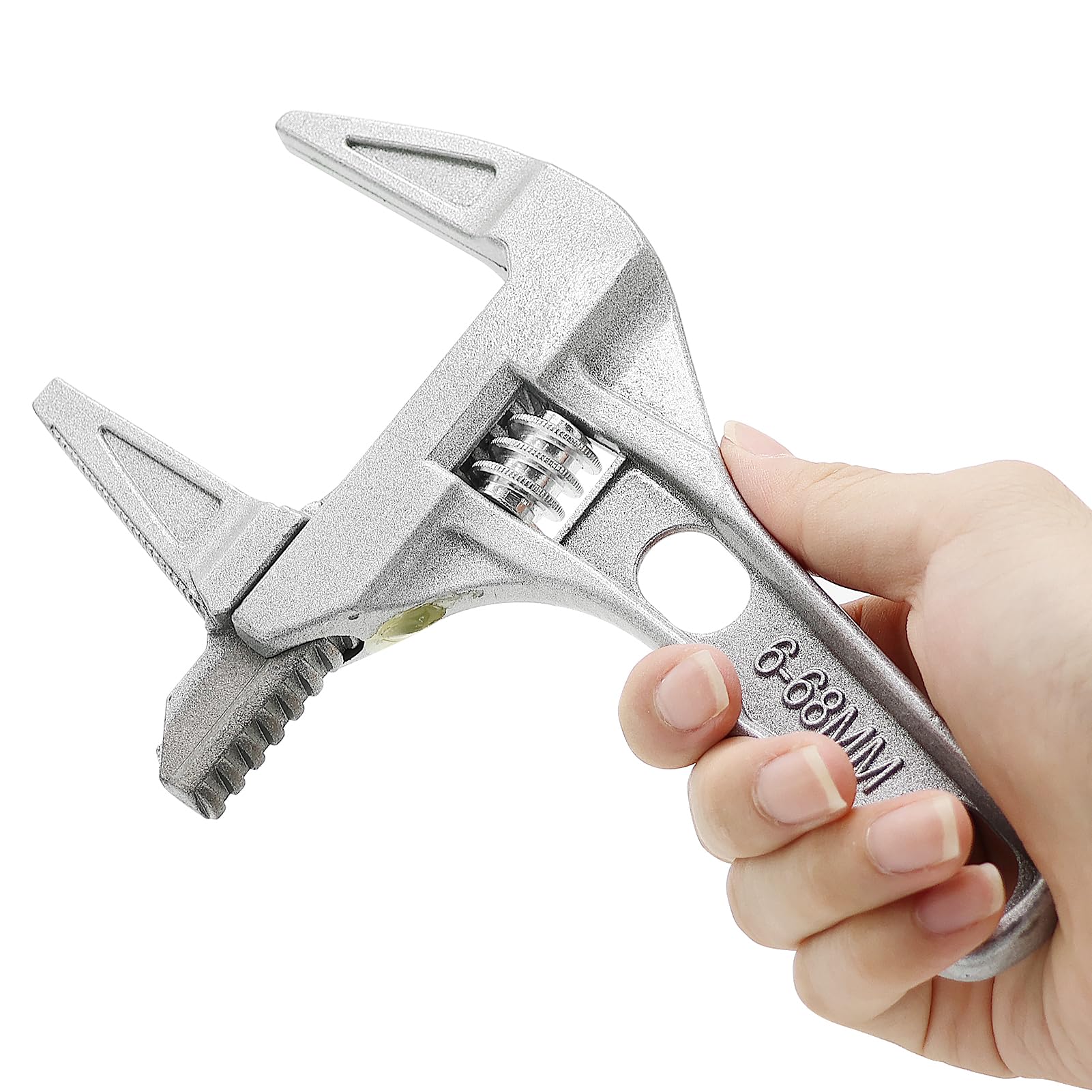 Rebecaskyens 1 Pack Adjustable Spanner Wrench,6-68Mm Opening Wide Jaw,Adjustable Spanner For Tightening Or Loosening Nuts, Bolts, Pipes, Pipe Nuts