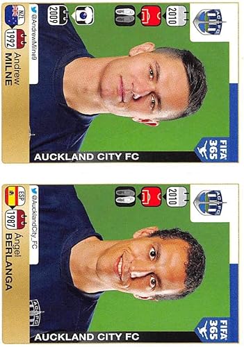 2015-16 Panini FIFA 365 Stickers Soccer #674-675 Andrew MilneAngel Berlanga Trading Card Sized Album Sticker