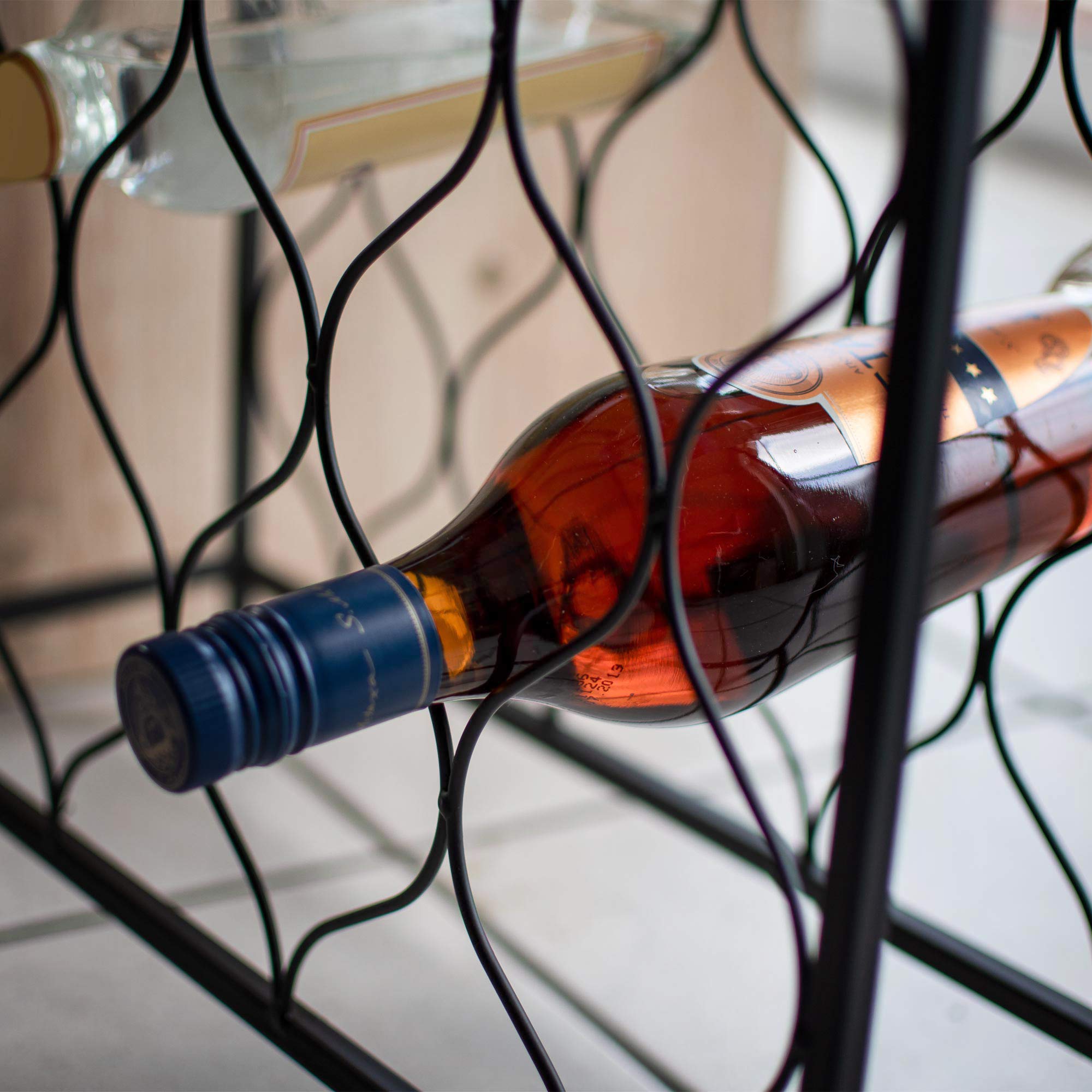 RM Design Porte-bouteilles en métal pour 18 bouteilles de vin / d'eau noir