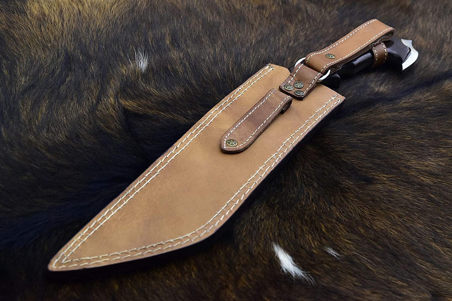USA Collector's Edition: 17'' Custom Handmade D2 Steel Full Tang Hammered Hunting TANTO Knife with Micarta Handle (AM55), Brown, Full Size 17'' Handle Size 6'' Blade Size 11''