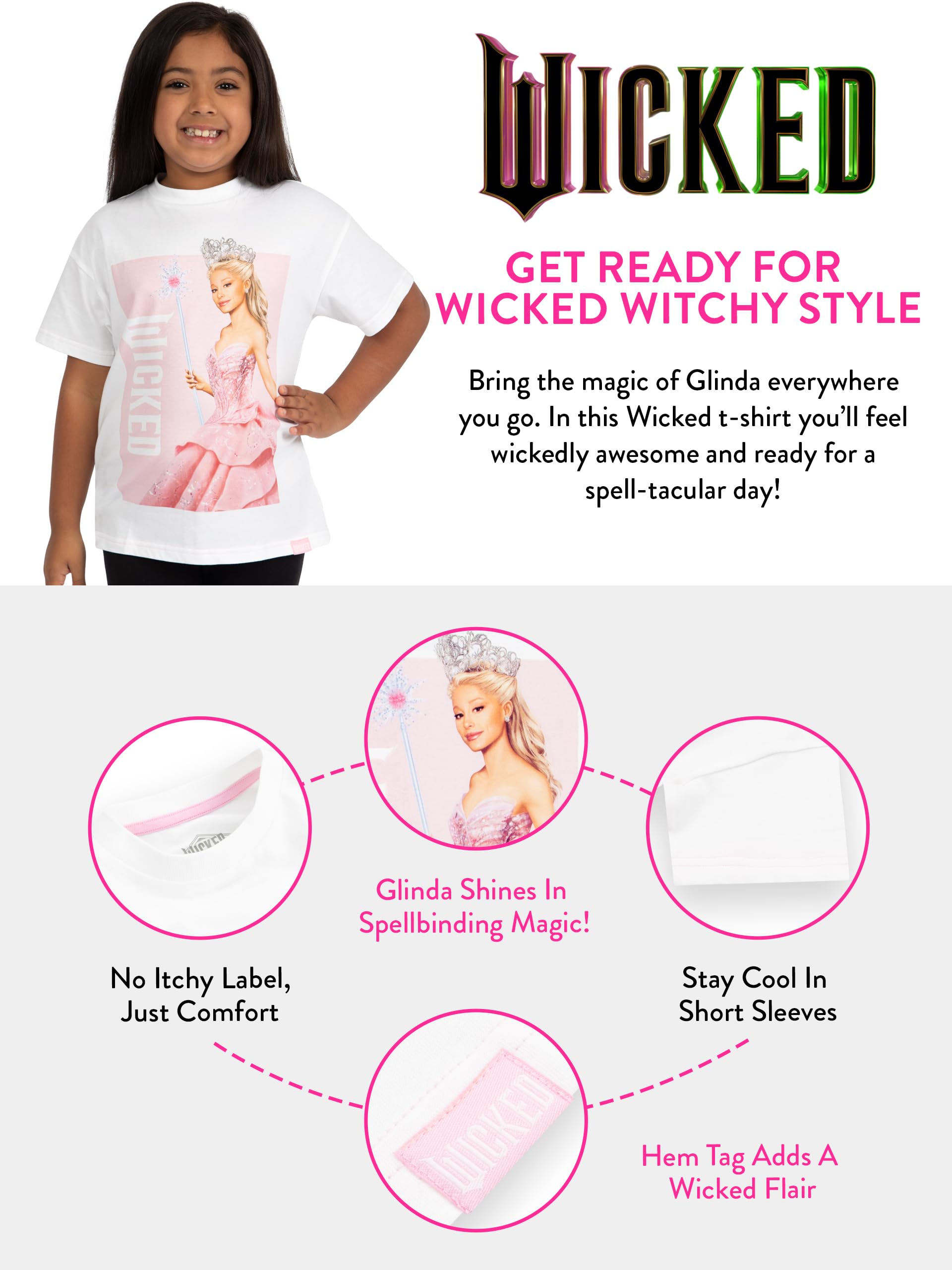 Koszulka Wicked Dla Dziewczynek | Koszulka Z Czarownicą | Ubrania Glinda Dla Dziewczynek | Bawełniane Koszulki Dla Dziewczynek
