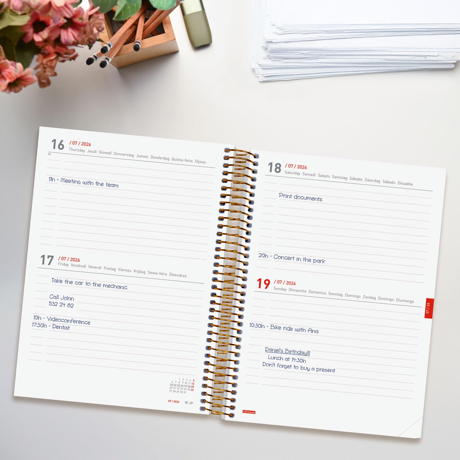 Finocam - Spiral 18-Month Planner 2025-2026 2 Days per Page July 2025 - December 2026 (18 Months) Girl International - Image 4