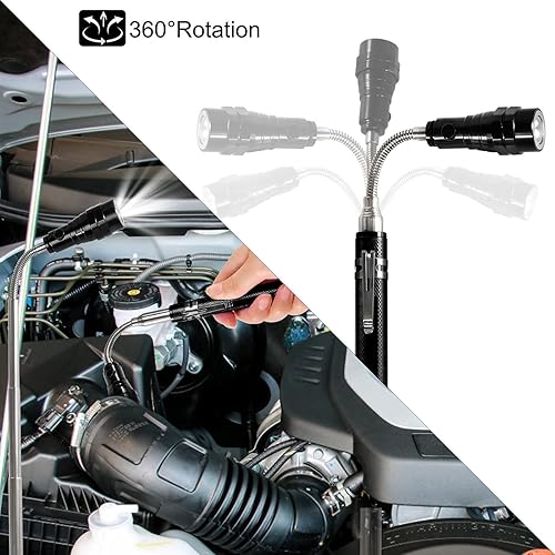 Miniatura 22 de Herramienta de recolección de linterna magnética, regalos para papá, accesorios telescópicos con LED regalos para hombres, esposo, él, rojo