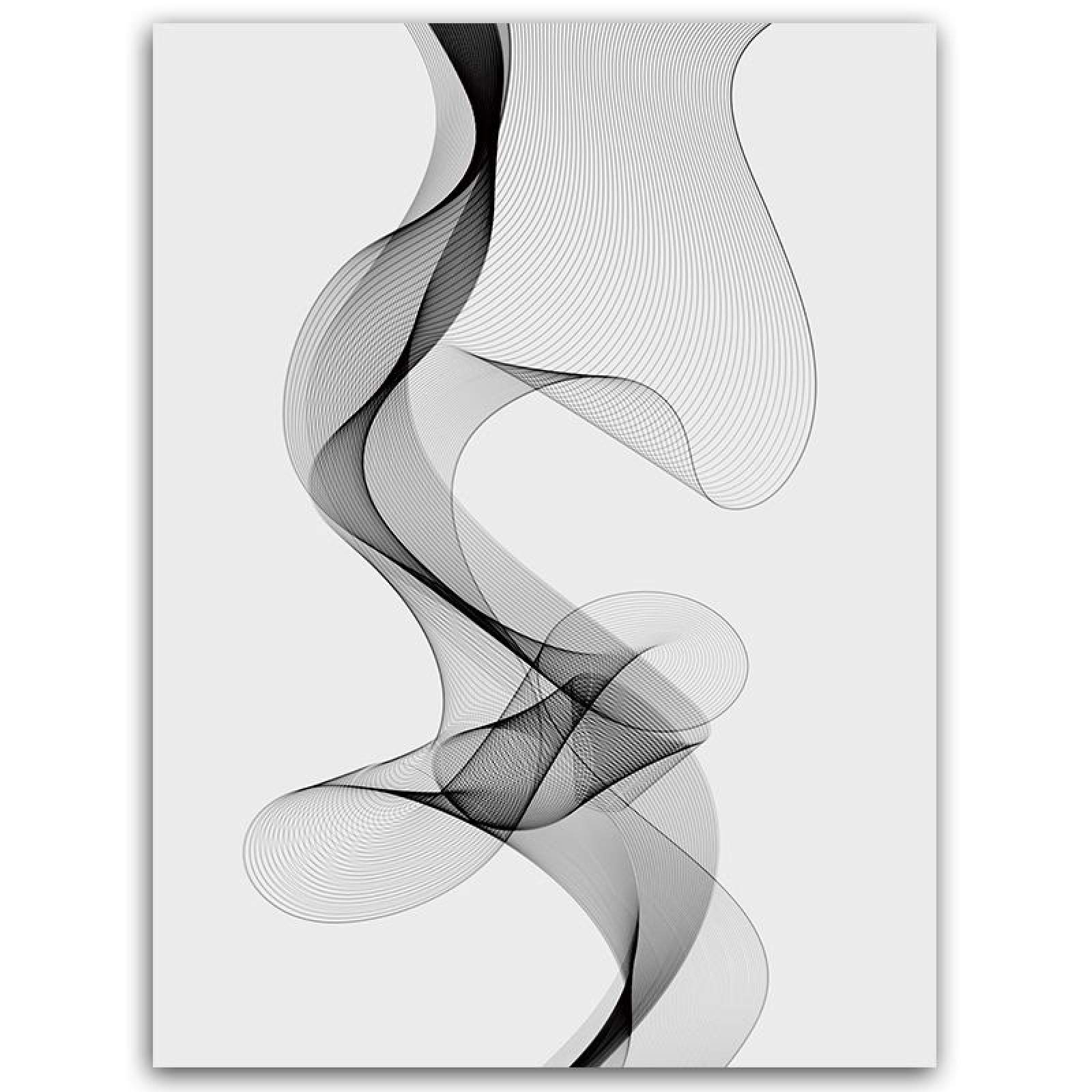 Amazon.co.jp: 抽象絵画現代のシンプルな黒と白の線の曲線と額入りの