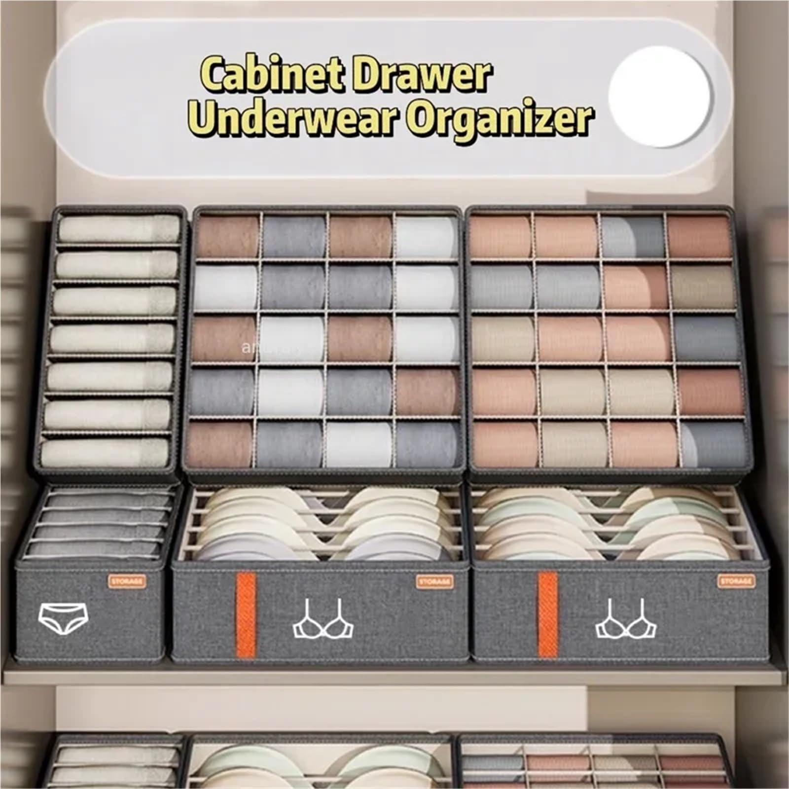 Armario for dormitorio, cajón, organizador de ropa interior, calcetines, sujetador, cajas almacenamiento, armario, pantalones(3PCS-SET6)