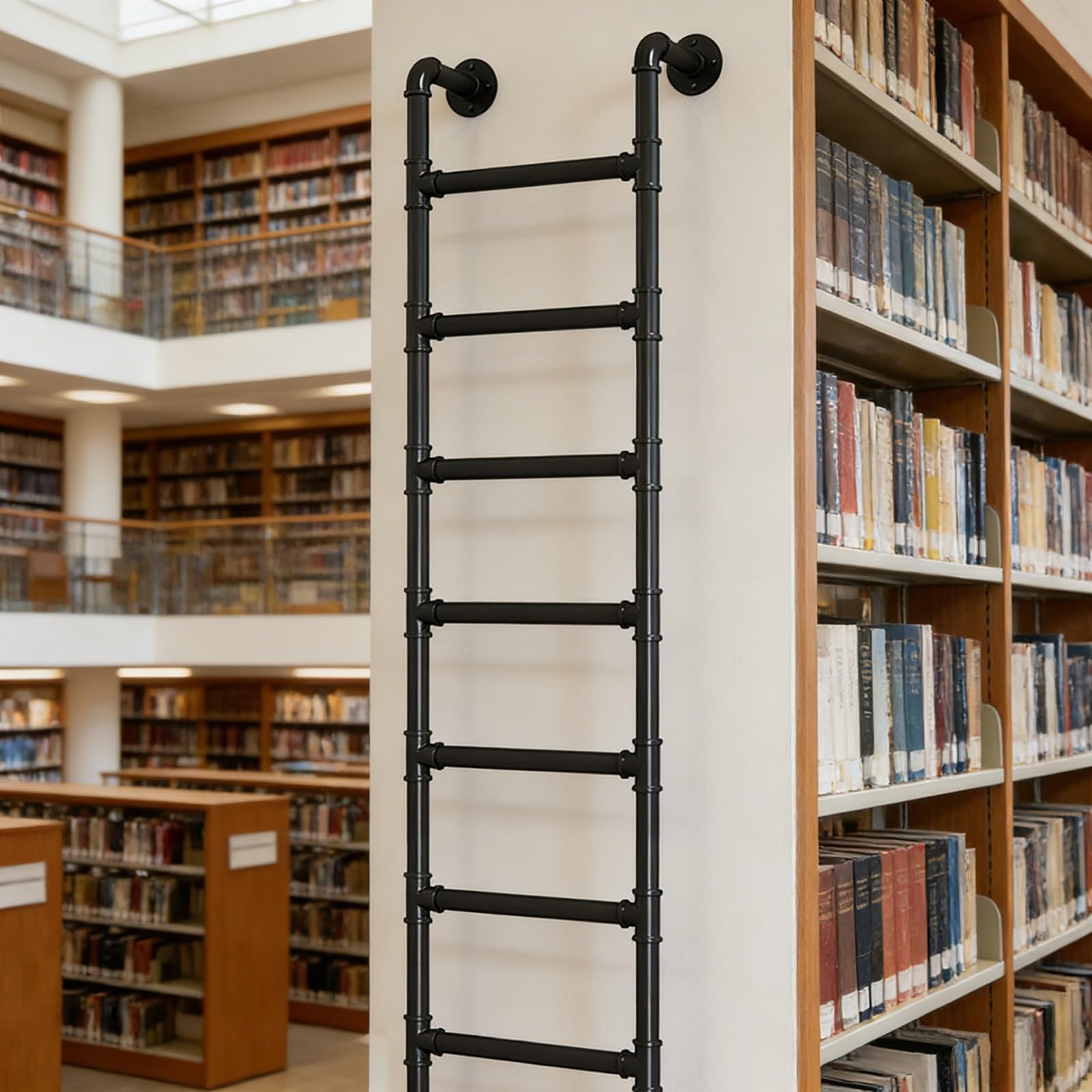 Wandmontierte Metall Dachbodenleiter,Sicherheitsersatz Für Klettern Im Innen- Und Außenbereich,Notausstiegsleiter Für Fensterschächte,150 Kg Tragkraft(Black,1.8m/6ft)