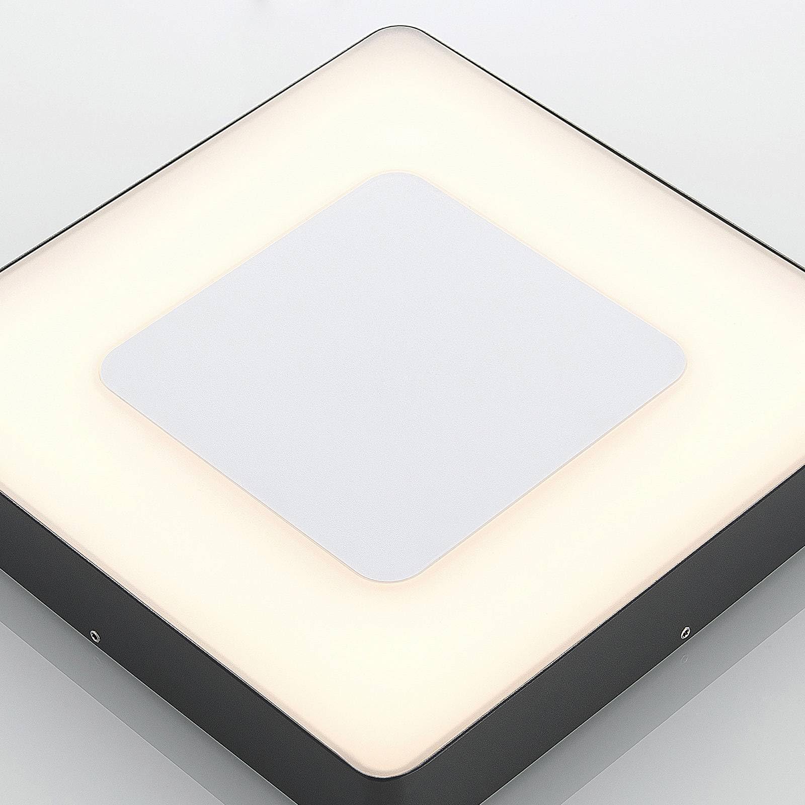 Lucande LED Lámparas de techo Sora (Moderno) en Negro hecho Aluminio (1 llama, lámpara exterior para el jardín, la terraza balcón y vivienda