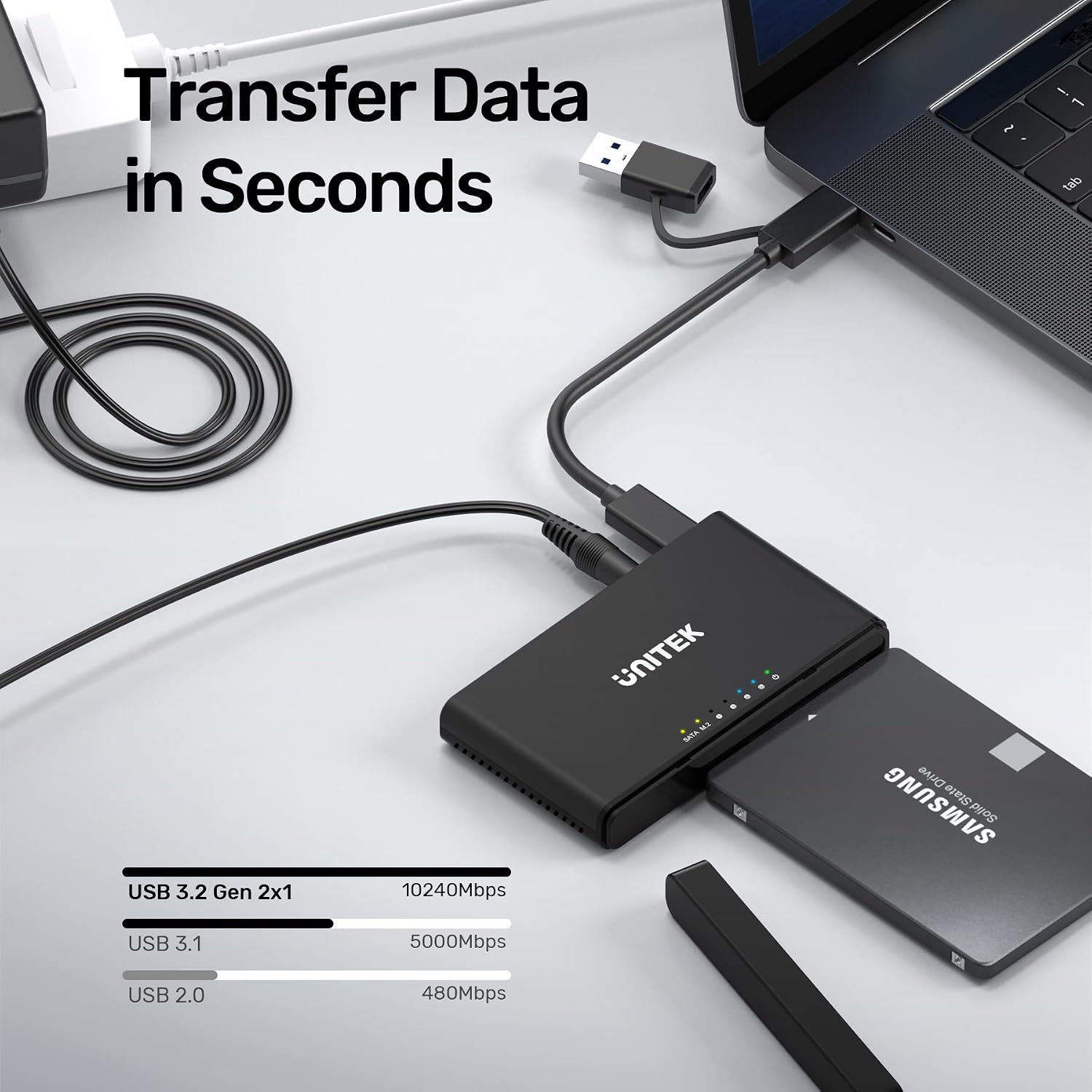 Unitek M.2 and SATA to USB Duplicator with 2.5" /3.5" SATA Hard Drive Adapter Converter, USB C 3.1 Gen2 10 Gbps Docking Station Support Offline Clone for M-Key NVME SSD, and SATA External Enclosure