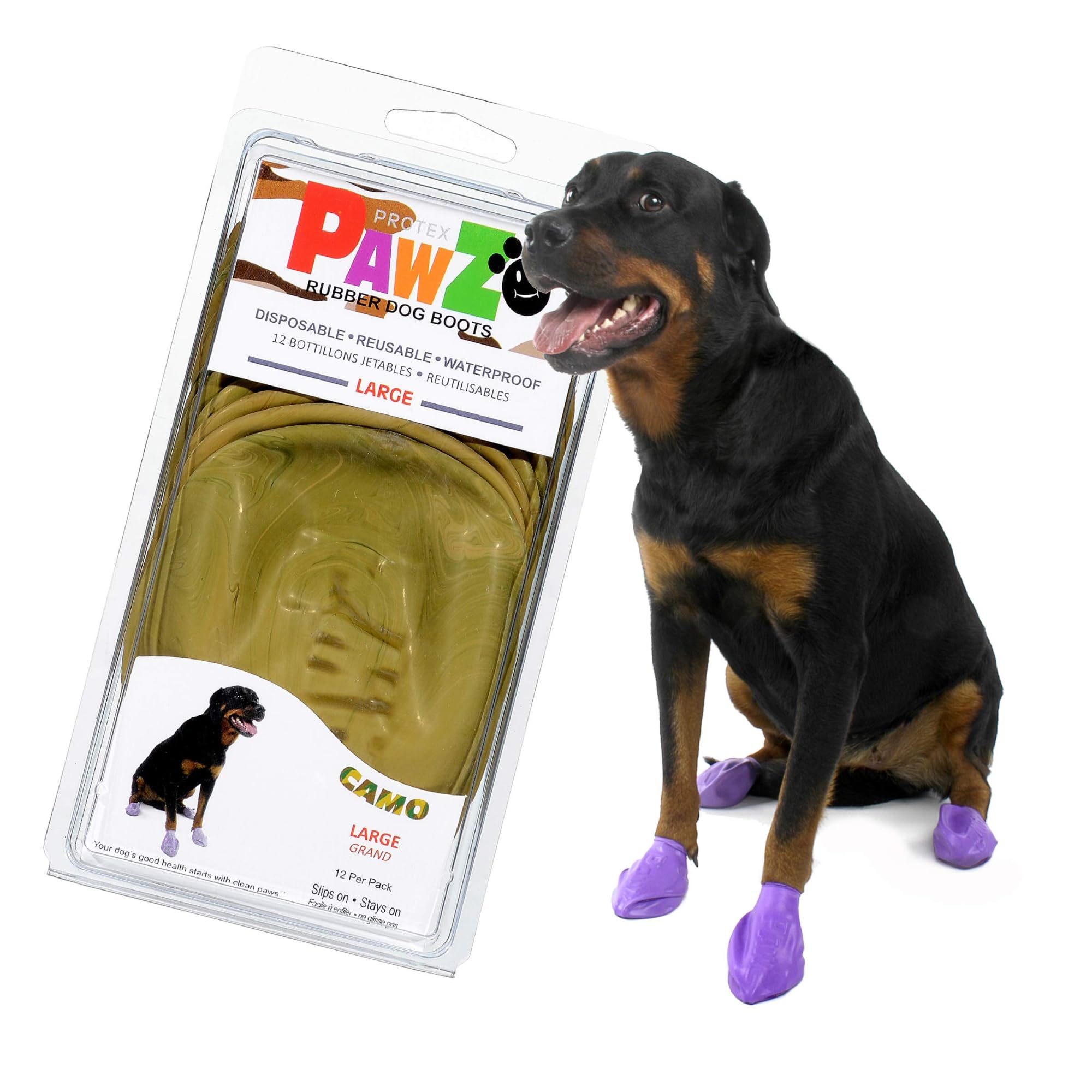 PawZ Color Dog Boots (Large) | Dog Paw Protection with Dog Rubber Booties | Dog Booties for Winter, Rain and Pavement Heat | Waterproof Dog Shoes for Clean Paws (Camouflage) (B075PKH7NT) Amazon Price History, Amazon Price Tracker