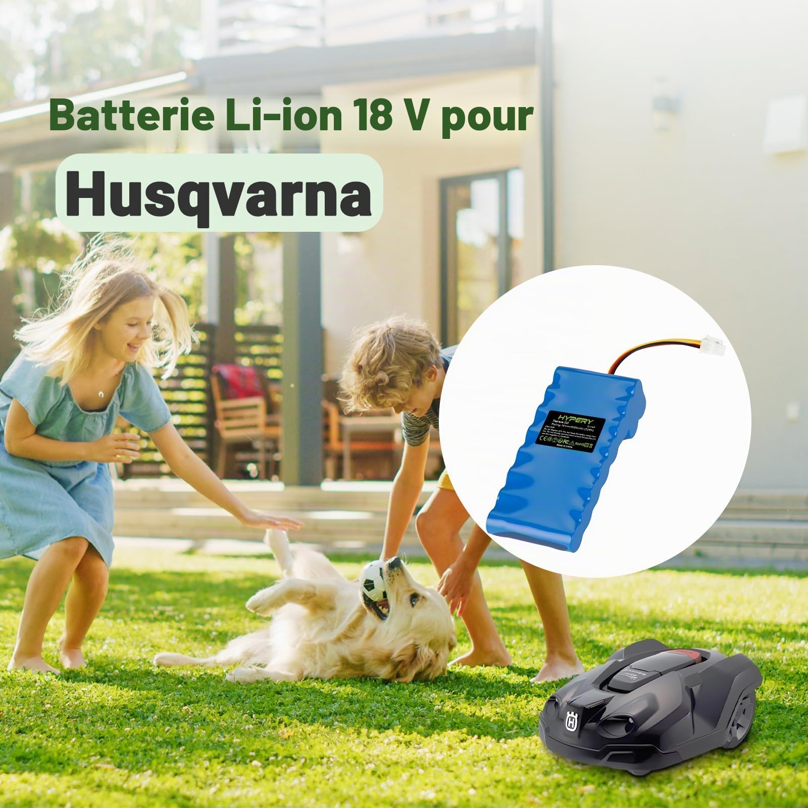 18V 5000mAh Batterie de Remplacement Li-ION pour Husqvarna Automower 320, 330X, 420, 430, 430X, 440, 450X, 520, 550 Robot de pelouse, Remplacement pour 580 68 33-01, 580 68 33-02