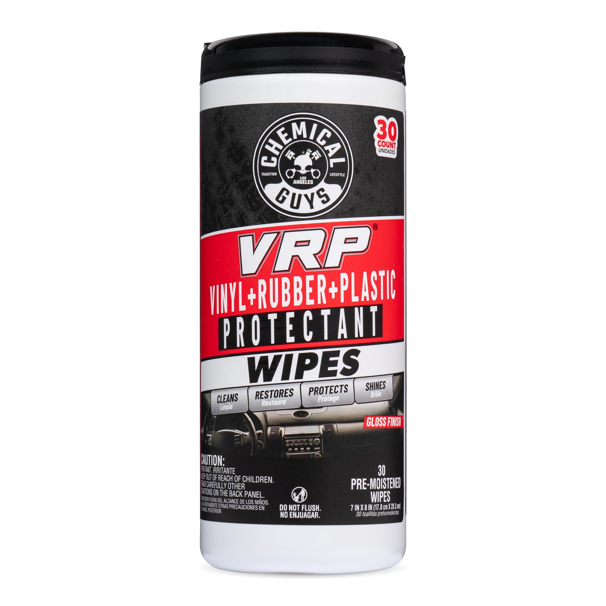 Photo 1 of Chemical Guys VRP, Vinyl, Rubber, Plastic, Shine & Protectant Canister Wipes, Great For Cars, Trucks, SUVs, RVs, & More (30 Ct) - PMWCTVD10730