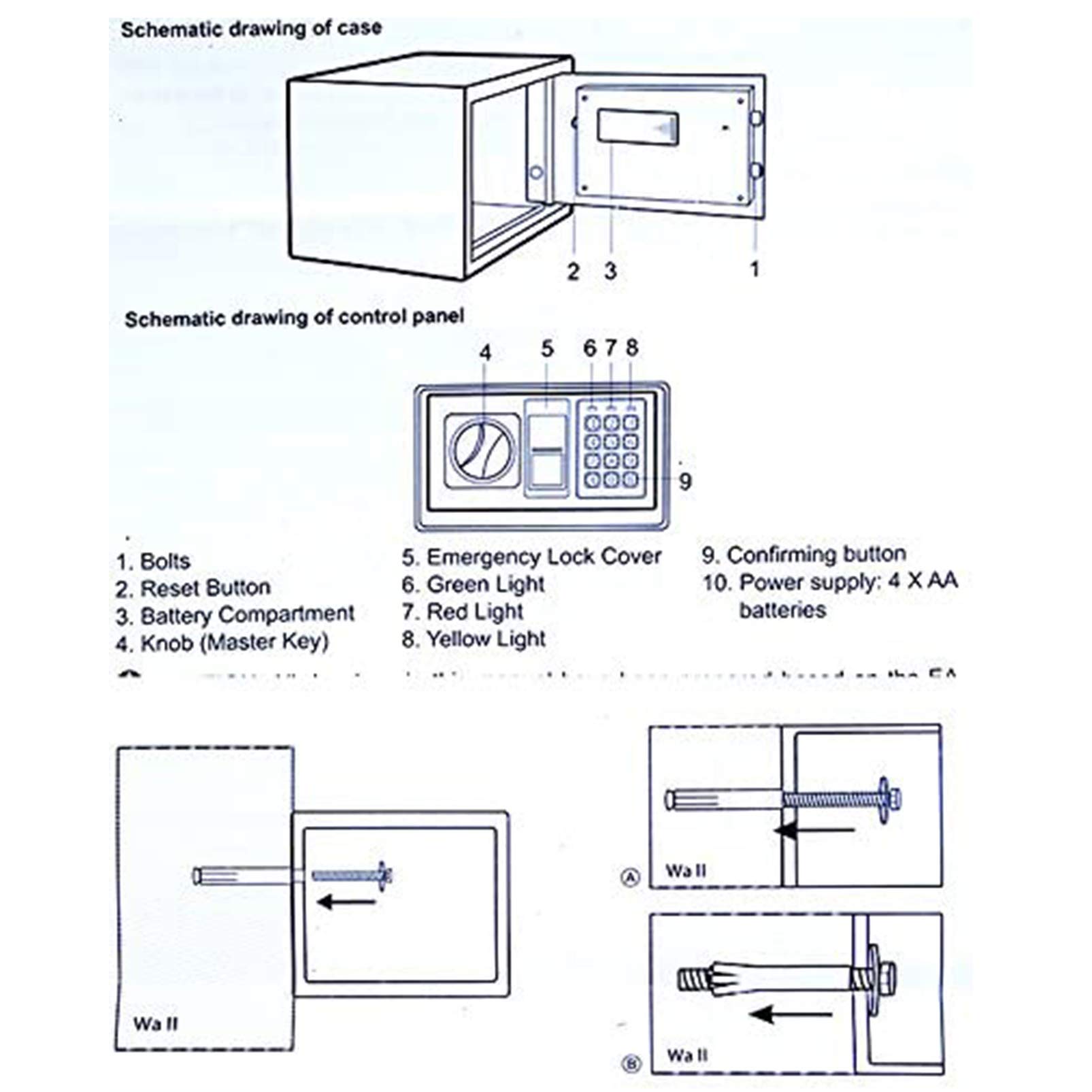 Meykey Caja Fuerte Electrónica Digital Empotrable Plateado