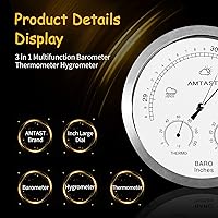 Vista 3 de Estación meteorológica de esfera de 5.2 pulgadas de diámetro, estación meteorológica 3 en 1, barómetro combinado, termómetro e higrómetro, barómetro