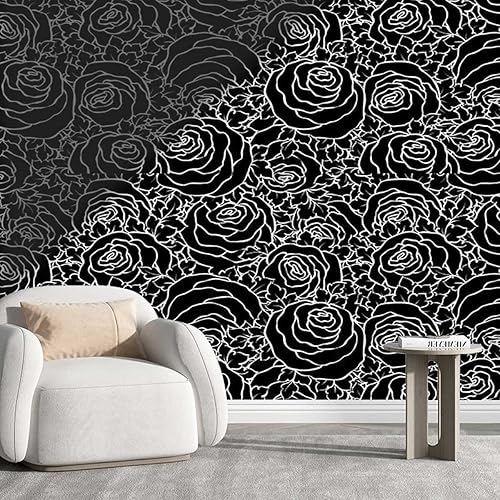 YANFENQI Papel para Pared Decorativo Black Waterproof Wallpaper Dark Background Geometric Wallpaper for Bedroom No Glue to Damage Wall (W) 118" X(H)