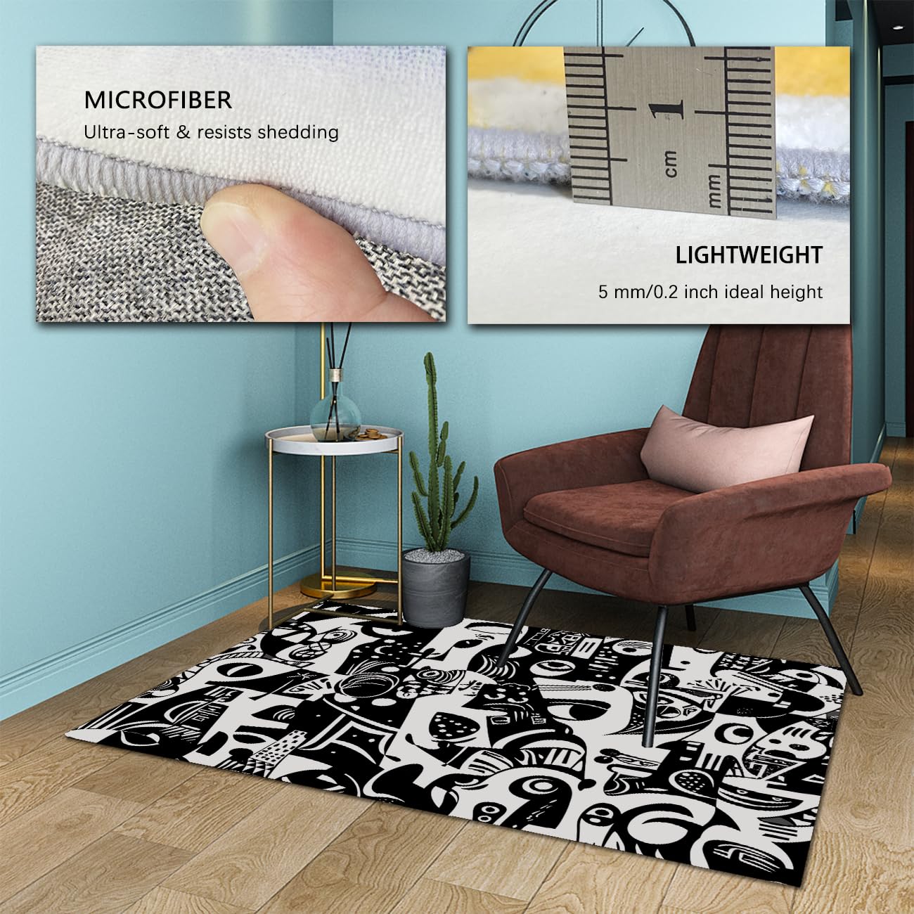 Czarno-białe dywaniki przemysłowe kubista dywan biurowy nadający się do prania w pralce dywan surrealizm nowoczesny minimalizm dywaniki wejściowe 140 x 200 cm