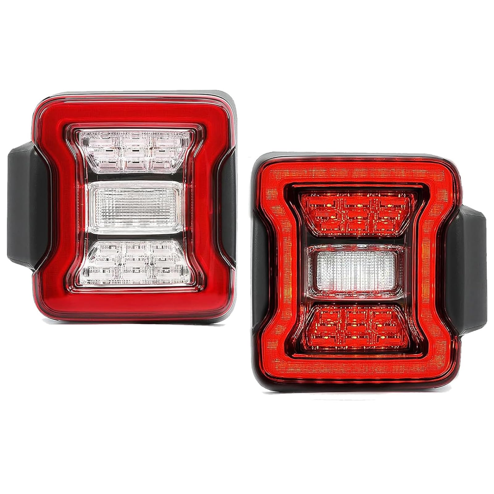 Jouryu LED Tail Lights replacement for 2007-2017 JK JKU, Brake Reverse Light Rear Back Up Lights Daytime Running Lamps (Clear lens)