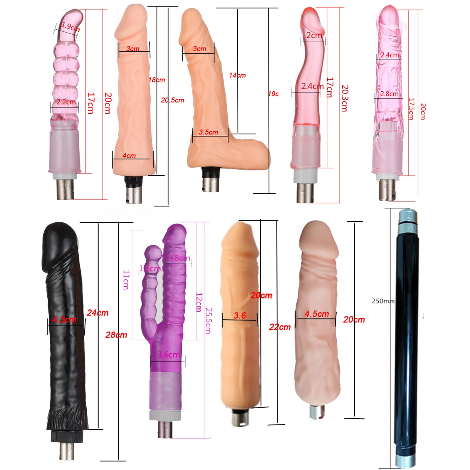 AMAZBEE Macchina del sesso con dildo realistico Macchine automatiche di spinta con attacchi 3XRL Dispositivo portatile FuckMachine con ventose (9 pcs,1)