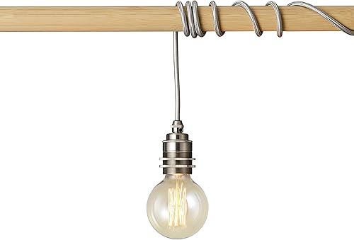 BRIGHTTIA Lámpara colgante de níquel enchufable Enchufe portátil listo para colgar E26 de latón roscado con cable de 15 pies e interruptor en línea