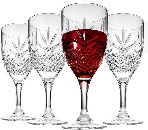 Copas de vino de Tritan inastillables con tallo elegante, resellables  Juego de 4  Vasos acrílicos de cristal de colores claros, reutilizable, disponible en Yaxa Colombia
