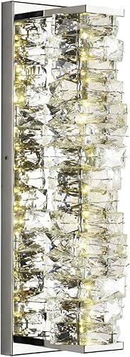 Lámpara de montaje en pared de cristal plateado regulable LED de cristal, iluminación contemporánea de pared para interiores, para dormitorio, sala