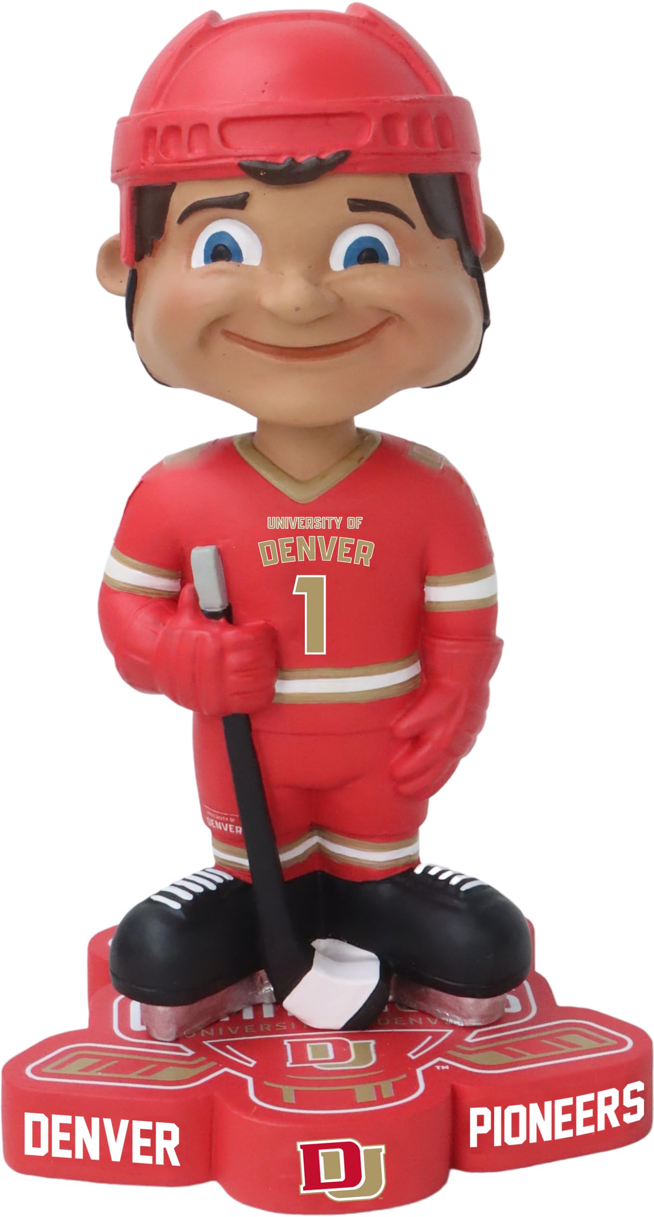 Denver Pioneers 2024 College Men's Hockey National Champions Red Jersey Bobble Boy Bobblehead College