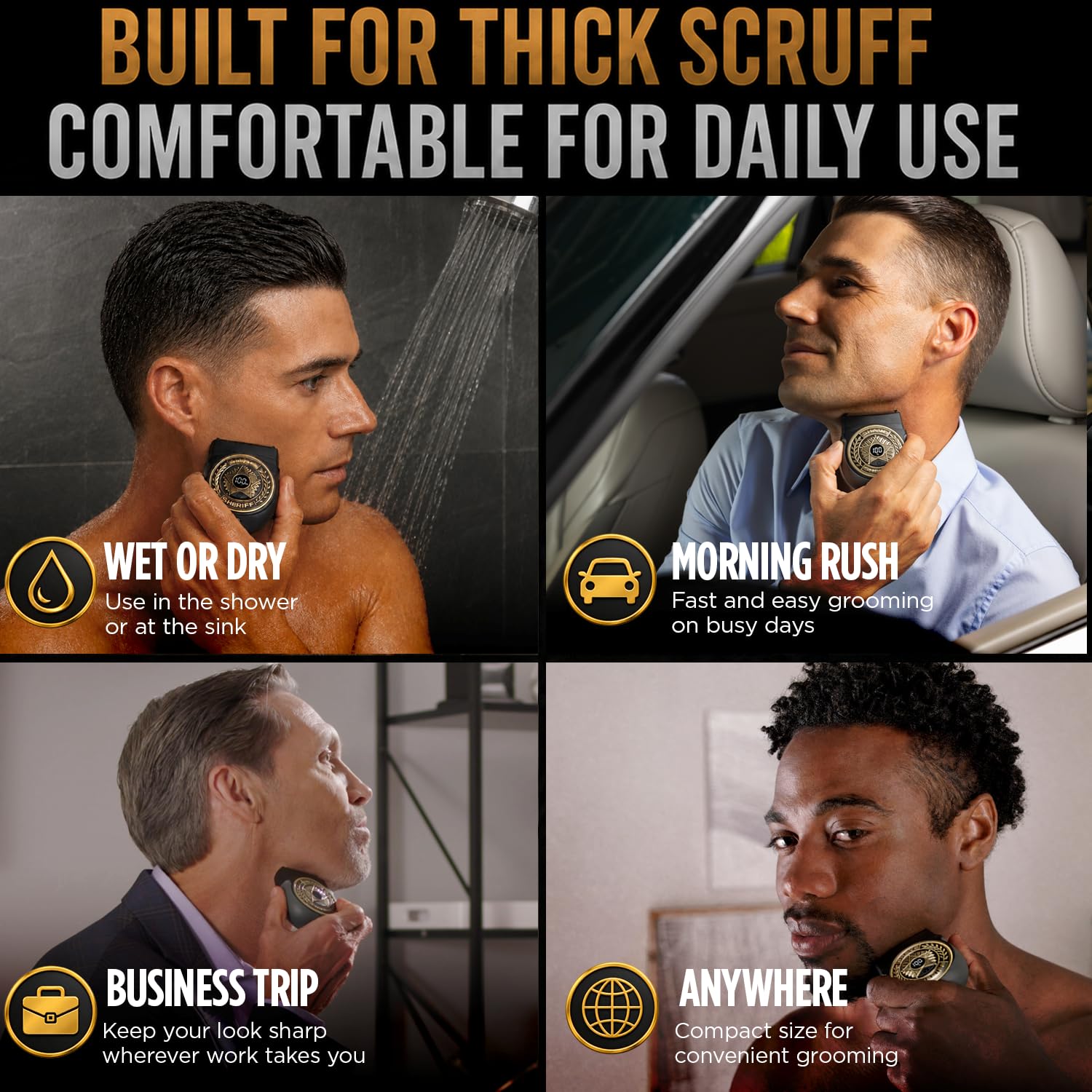 Shave Sheriff Electric Razor - Waterproof & Travel -7 Shave Sheriff Electric Razor - Waterproof & Travel -7