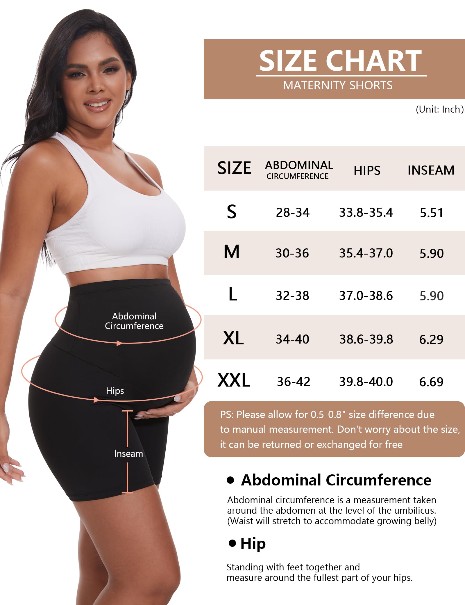 Dalavch Lot de 3/4 shorts de yoga de maternité au-dessus du ventre pour femme - Short de grossesse - Pour motard, entraînement, athlétique actif - 12,7 cm